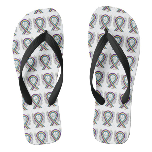 Bladder Cancer Awareness Ribbon Angel Flip Flops (Footbed)