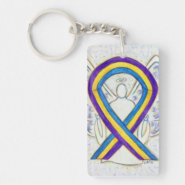 Bladder Cancer Awareness Ribbon Angel Key chain (Front)