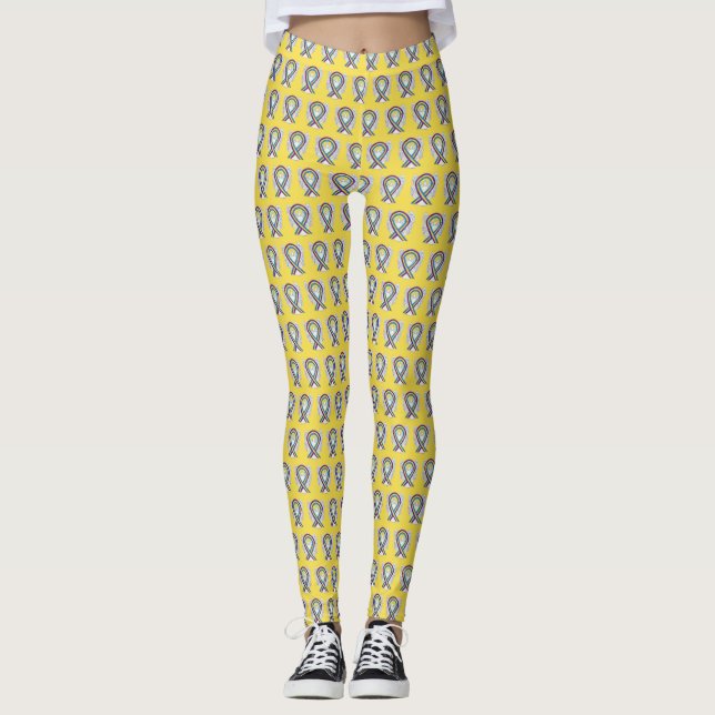 Bladder Cancer Awareness Ribbon Angel Leggings (Front)