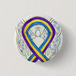 Bladder Cancer Awareness Ribbon Angel Pin Buttons