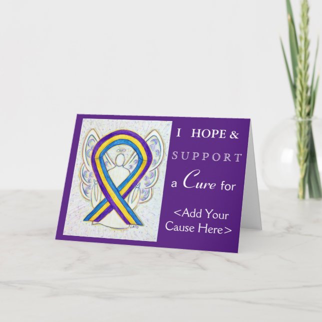 Bladder Cancer Awareness Ribbon Art Greeting Cards (Front)