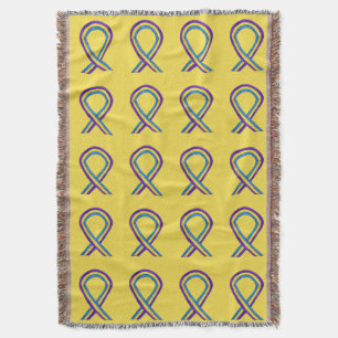 Bladder Cancer Awareness Ribbon Art Throw Blankets