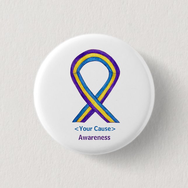 Bladder Cancer Awareness Ribbon Custom Button Pins (Front)