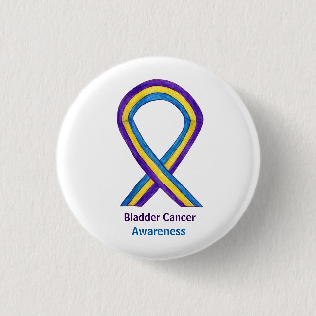 Bladder Cancer Awareness Ribbon Custom Button Pins (Front)