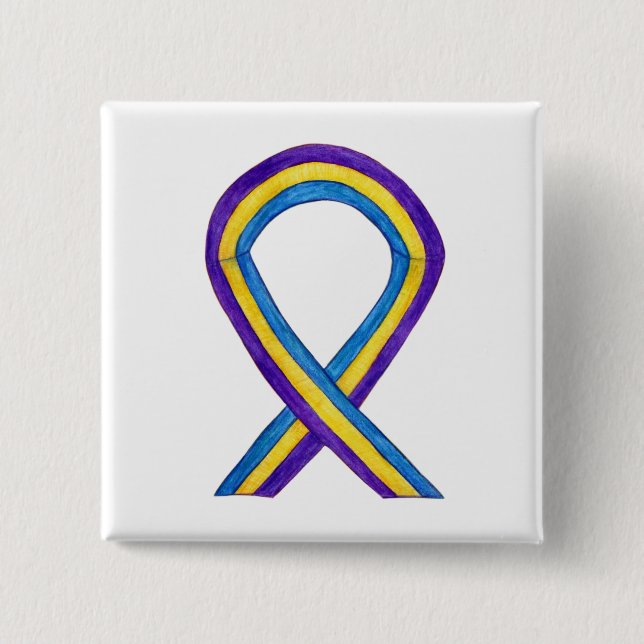 Bladder Cancer Awareness Ribbon Custom Pin Buttons (Front)
