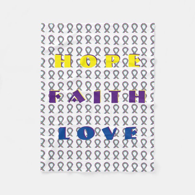 Bladder Cancer Awareness Ribbon Fleece Blankets (Front)