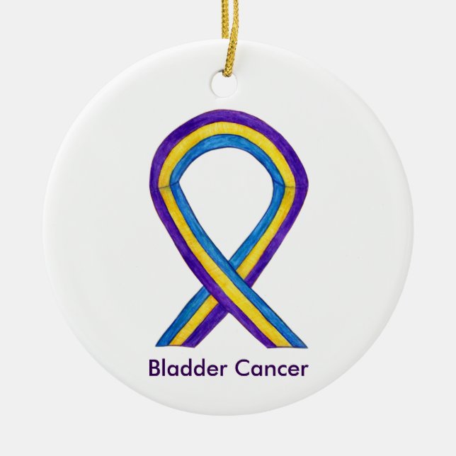 Bladder Cancer Awareness Ribbon Holiday Ornaments (Front)