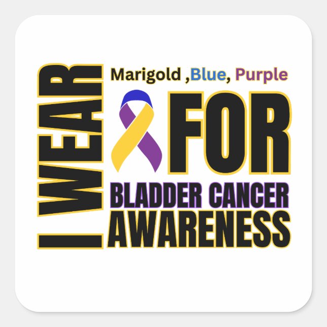Bladder Cancer Awareness Ribbon Square Sticker (Front)
