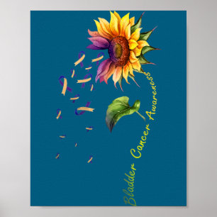 Bladder Cancer Awareness Sunflower Survivor Design Poster