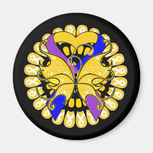 Bladder Cancer Butterfly Heart Ribbon Magnet