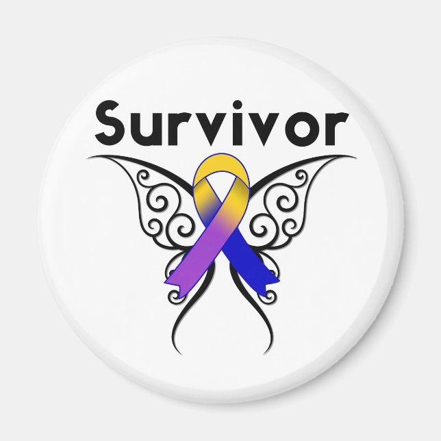 Bladder Cancer Butterfly Tattoo Ribbon Magnet (Front)