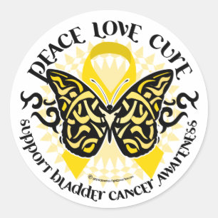 Bladder Cancer Butterfly Tribal Classic Round Sticker
