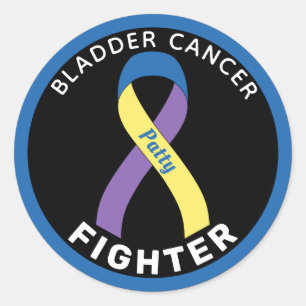 Bladder Cancer Fighter Ribbon Black Round Sticker