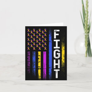 Bladder Cancer Flag Purple Yellow Blue Ribbon Awar Card