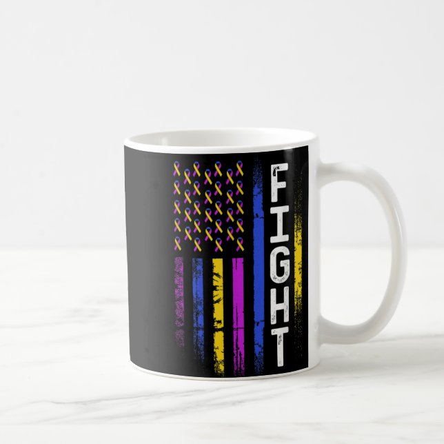 Bladder Cancer Flag Purple Yellow Blue Ribbon Awar Coffee Mug (Right)