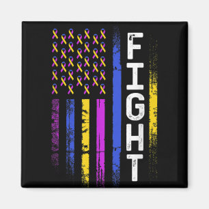 Bladder Cancer Flag Purple Yellow Blue Ribbon Awar Magnet