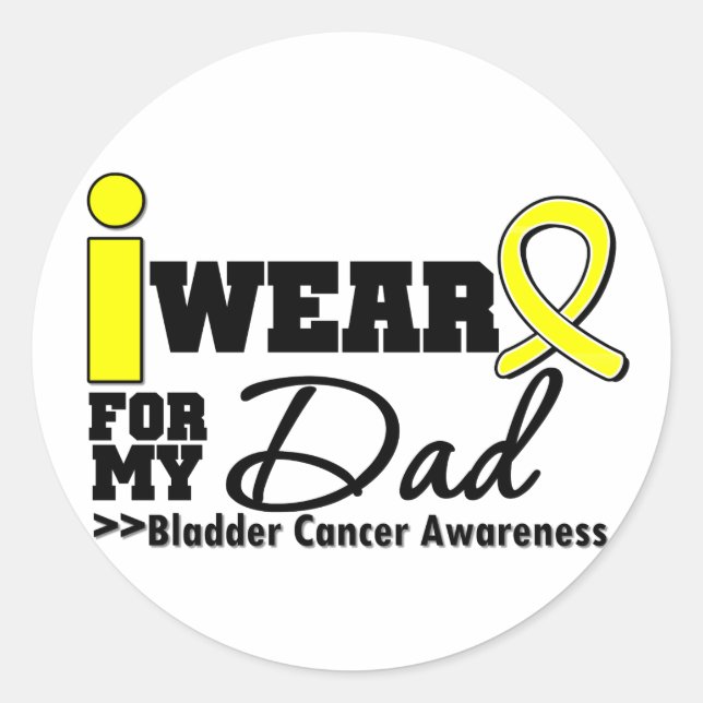 Bladder Cancer I Wear Yellow Ribbon For My Dad Classic Round Sticker (Front)