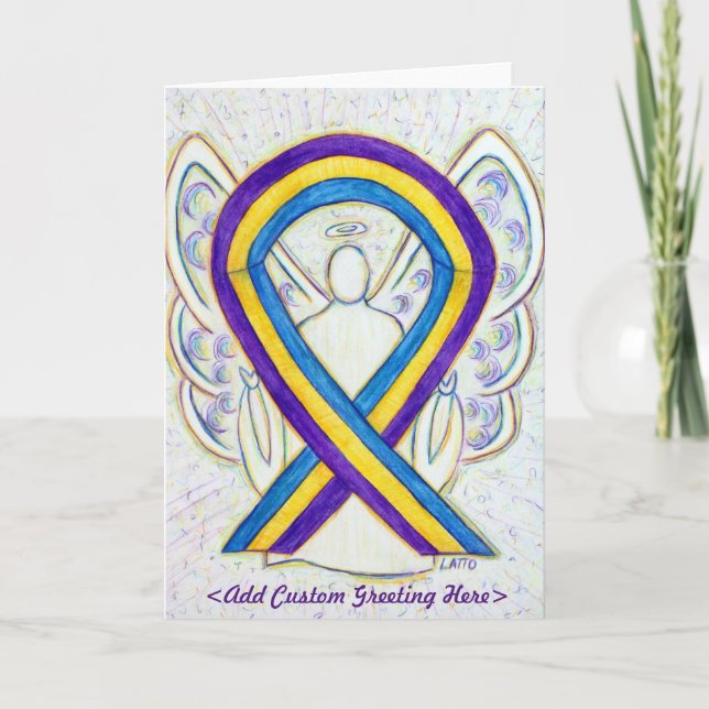 Bladder Cancer Ribbon Angel Greeting Card (Front)