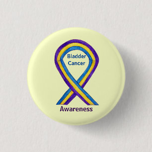 Bladder Cancer Stripes Awareness Ribbon Button Pin