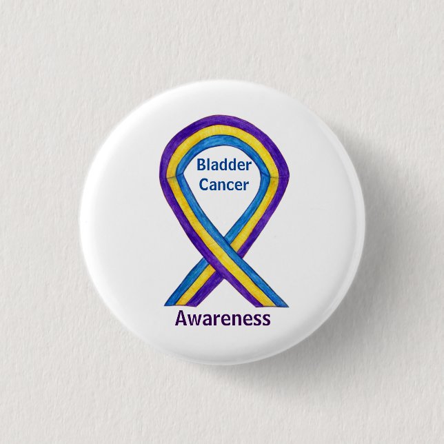 Bladder Cancer Stripes Awareness Ribbon Pin Button (Front)