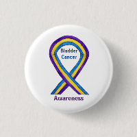 Bladder Cancer Stripes Awareness Ribbon Pin Button