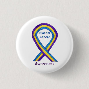 Bladder Cancer Stripes Awareness Ribbon Pin Button