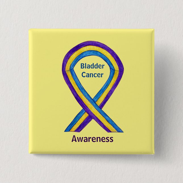 Bladder Cancer Stripes Awareness Ribbon Pin Button (Front)