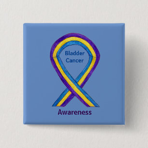 Bladder Cancer Stripes Awareness Ribbon Pin Button