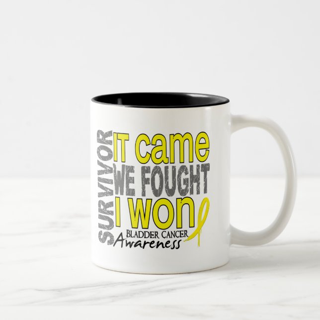 Bladder Cancer Survivor It Came We Fought I Won Two-Tone Coffee Mug (Right)
