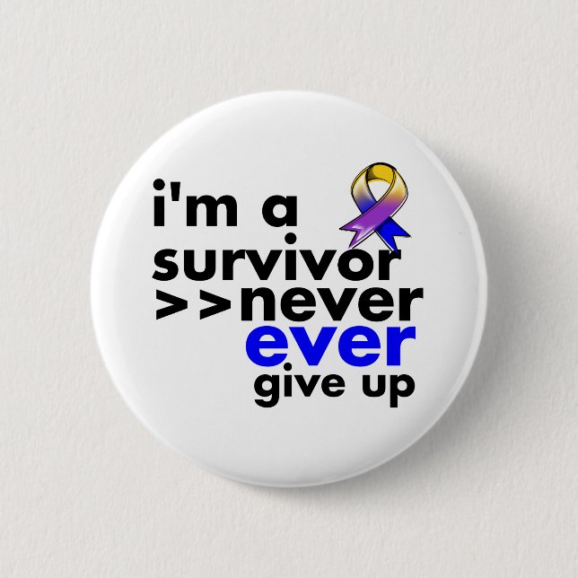 Bladder Cancer Survivor Never Give Up 6 Cm Round Badge (Front)