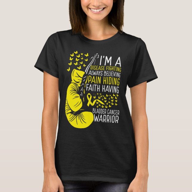 Bladder Cancer Warrior Awareness Ribbon Disease T-Shirt (Front)