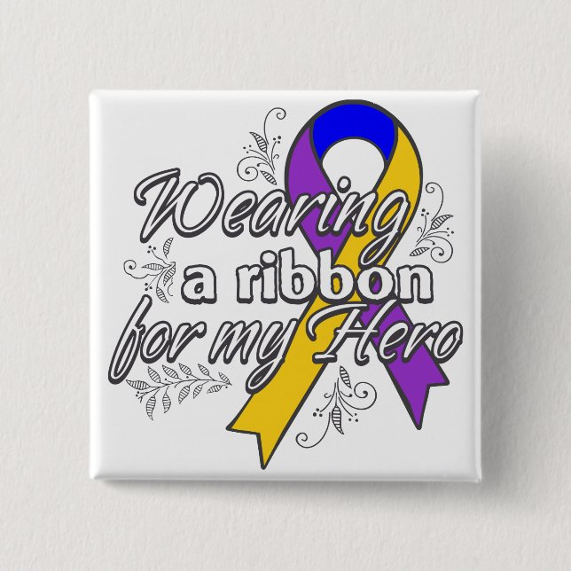 Bladder Cancer Wearing a Ribbon For My Hero 15 Cm Square Badge (Front)