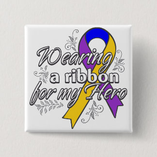 Bladder Cancer Wearing a Ribbon For My Hero 15 Cm Square Badge