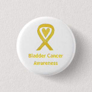 Bladder Cancer Yellow Heart Awareness Ribbon Pin