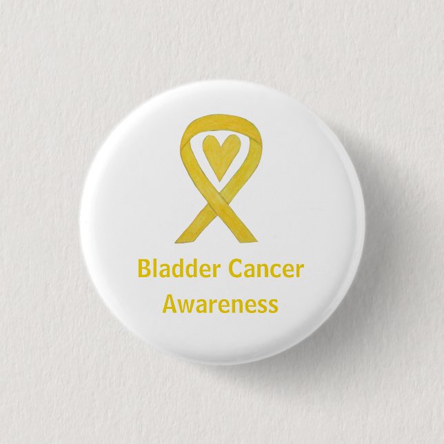 Bladder Cancer Yellow Heart Awareness Ribbon Pin (Front)