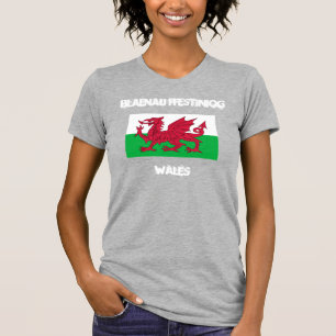 Blaenau Ffestiniog, Wales with Welsh flag T-Shirt