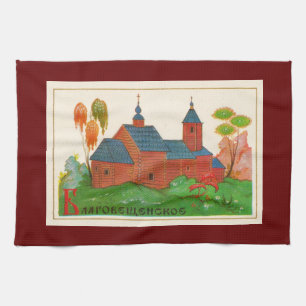 Blagoveshchenskoye Wood Russian Church Tea Towel