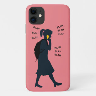 BLAH BLAH BLAH Girl Talking on Cell Phone iPhone 11 Case