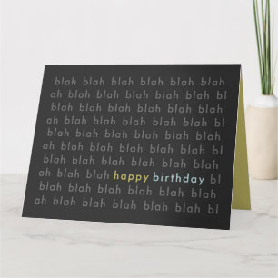 Blah Blah Blah Happy Birthday Typography Card