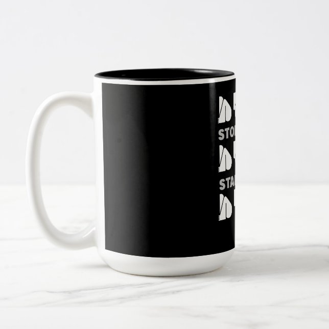 Blah Blah Blah Stop Talking Start Acting Cheeky Two-Tone Coffee Mug (Left)