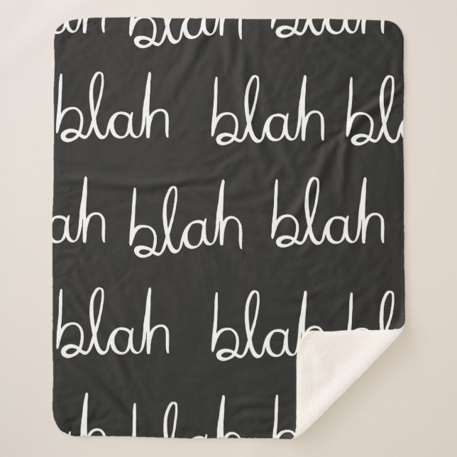 Blah blah seamless pattern.  sherpa blanket (Front)