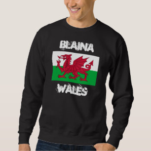 Blaina, Wales with Welsh flag Sweatshirt