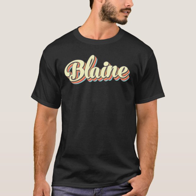 Blaine  Retro Art Baseball Font Vintage T-Shirt (Front)