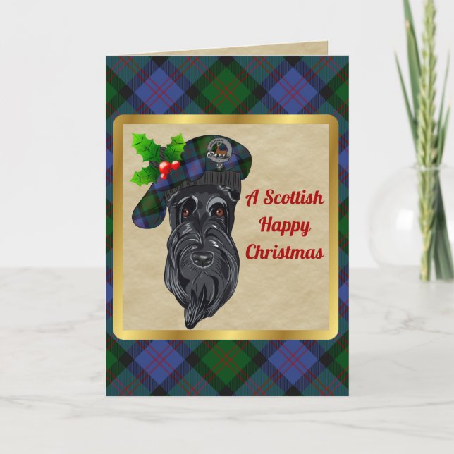Blair Badge & Tartan Personalised Xmas Card (Front)