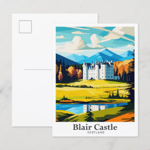 Blair Castle Scotland Vintage Travel Illustration Postcard