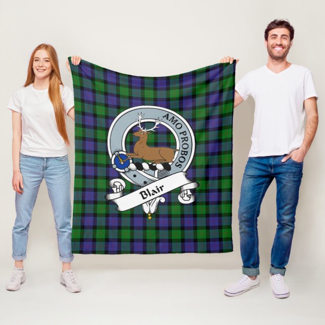 Blair Clan Badge Tartan Plaid Fleece Blanket (In Situ)