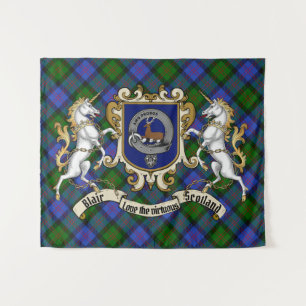 Blair Clan Badge & Unicorns w/Tartan Tapestry