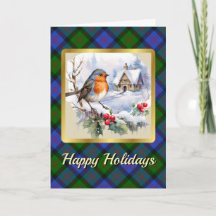 Blair Crest & Tartan w/Robin Personalised  Card