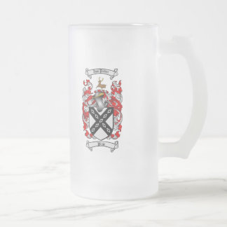 BLAIR FAMILY CREST -  BLAIR COAT OF ARMS FROSTED GLASS BEER MUG