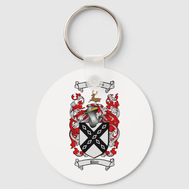 BLAIR FAMILY CREST -  BLAIR COAT OF ARMS KEY RING (Front)